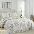 thumbnail image 3 of Green Essen 3 Pcs Floral Quilt Sets, Soft Lightweight Microfiber Bedspreads Reversible Yellow White Coverlet, 1 Quilt & 2 Pillow Shams(Twin Size), 3 of 8