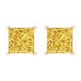thumbnail image 3 of 14K Solid Gold Screw Back Stud Earrings for Women | 4 cttw Princess Cut Natural Citrine | Rose Gold, 3 of 5