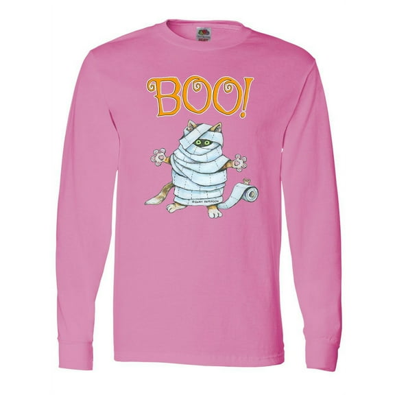 Inktastic Boo with Mummy Cat Long Sleeve T-Shirt