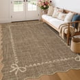 thumbnail image 3 of Garvee 6'x9' Scalloped Area Rug Modern Solid Rug, Washable Rug Soft Low Pile Carpet with Non Slip Backing for Living Room Bedroom Home Decor, Brown, 3 of 8