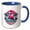 Blue/White, variant on 3drose, Pink Flamingo on a Tropical Beach at Sunset. Christmas in July Gift, 11oz Two-tone Blue Mug