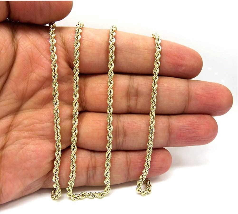 10K Gold 2MM 3MM 4MM Diamond Cut Rope 