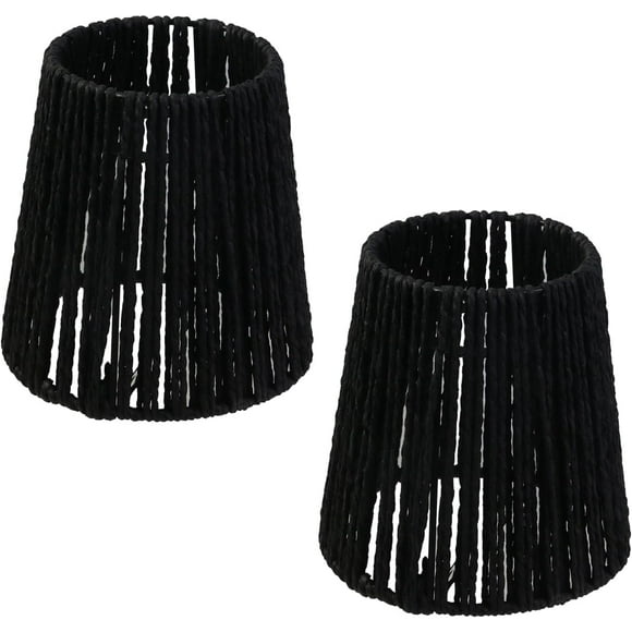 ERDS-2 PCS Rattan Lamp Shade Wicker Lamp Shade Replacement Lamp Shades for Pendant and Floor Lamps Black