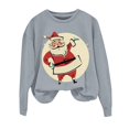 thumbnail image 4 of Gray Sweaters for Women Christmas Sweatshirts for Women Retro Santa Graphic Long Sleeve Shirt Xmas Pullover Tops Womens Fall Fashion Must Haves, 4 of 4