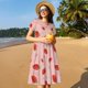 thumbnail image 4 of Easygdp Strawberry para Vestido Transpirable de Mujer, Vestido Suelto de Manga Corta con Pliegues y Bolsillos para el Verano, 4 of 6