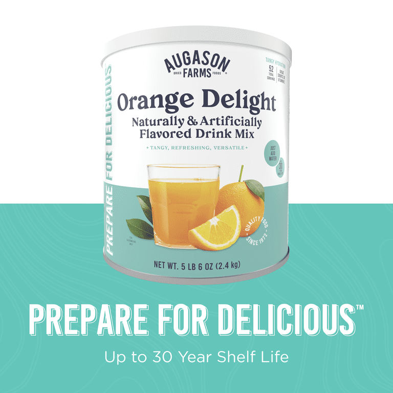 Augason Farms Orange Delight Drink Mix 5 lbs 11 oz No 10 Can with
