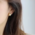 thumbnail image 3 of Faty-T Half Ball Stud Earrings for Women Gold Ball Earring Mattle Gold Plated Brushed Button Earrings for Women Fashion Vintage Drop Round Ball Earrings, 3 of 5