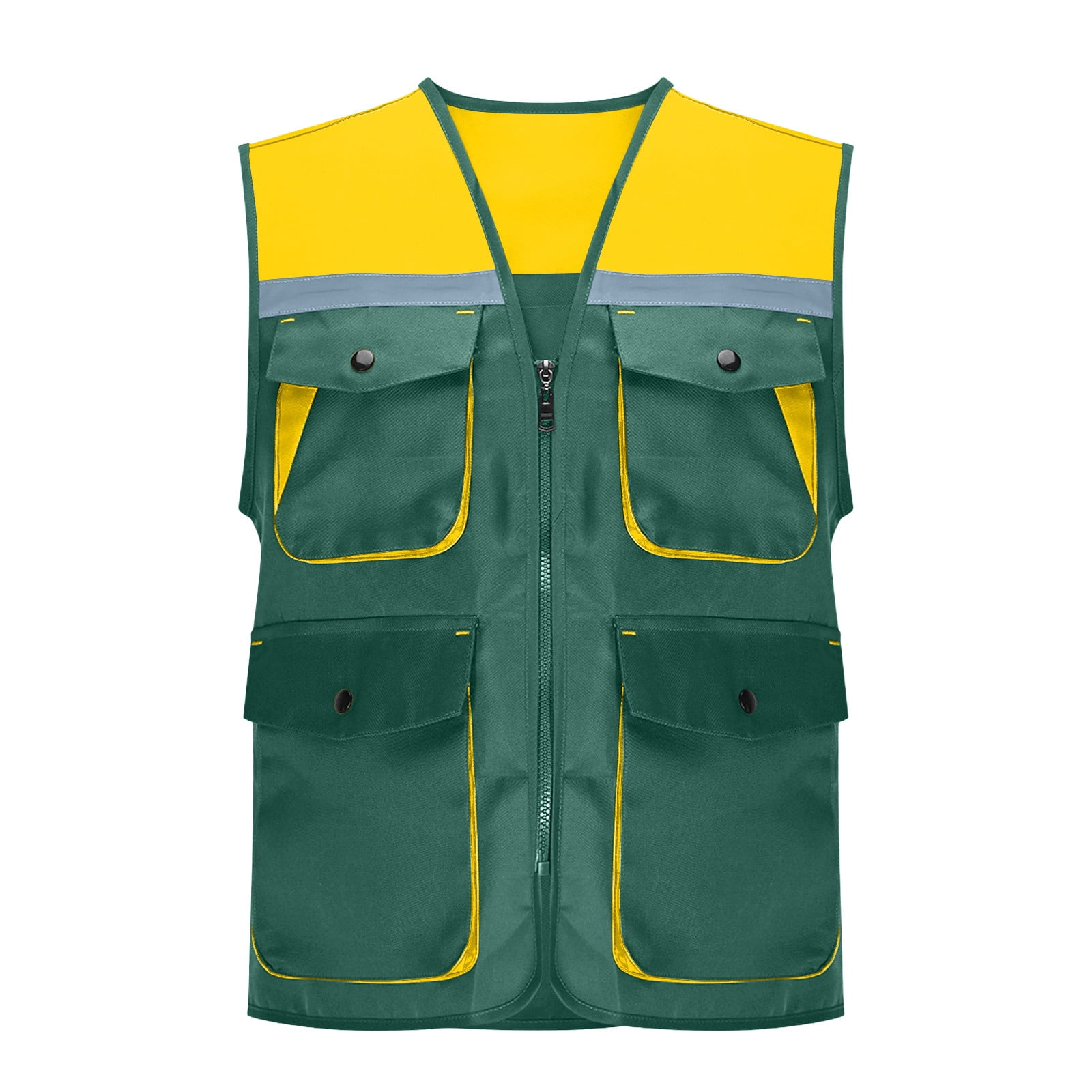 VBTAPA Reflective Working Vest for Men Women Color Block Zip Up