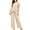 Beige, variant on Womens Cut Out Short Sleeve Ruffle Layered Chiffon Top and Wide Leg Palazzo Pants Two Piece Outfit Solid Color Elastic Waist Flowy Lightweight Formal Casual Co Ord Set