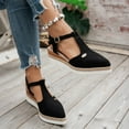 thumbnail image 6 of IUJSOY Espadrilles for Women Suede Pointed Closed Toe Wedge Sandals T-Strap Slingback Heels, 6 of 8