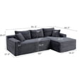 thumbnail image 3 of Aukfa 95" Modular Cloud Sectional Sofa, L-Shaped Couch with Right Facing Chaise, No Assembly Required Corduroy Deep Seat Sleeper Sofa for Living Room, Apartment, Gray, 3 of 6