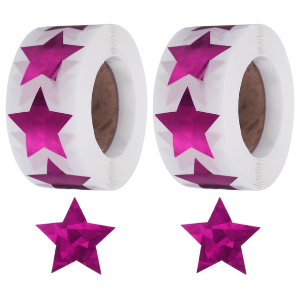 Uxcell 2 Rollos de Etiquetas Autoadhesivas en Forma de Estrella Brillantes de 1 Pulgada, Rojo Rosa (C-85-25)
