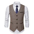 thumbnail image 3 of Sonducket Chalecos De Traje De Cuero Transpirables Para Hombres Gamuza De Tweed En Espiga De Mezcla De Lanas Ligeras Y Versátiles Para Hombres Camisetas, 3 of 6