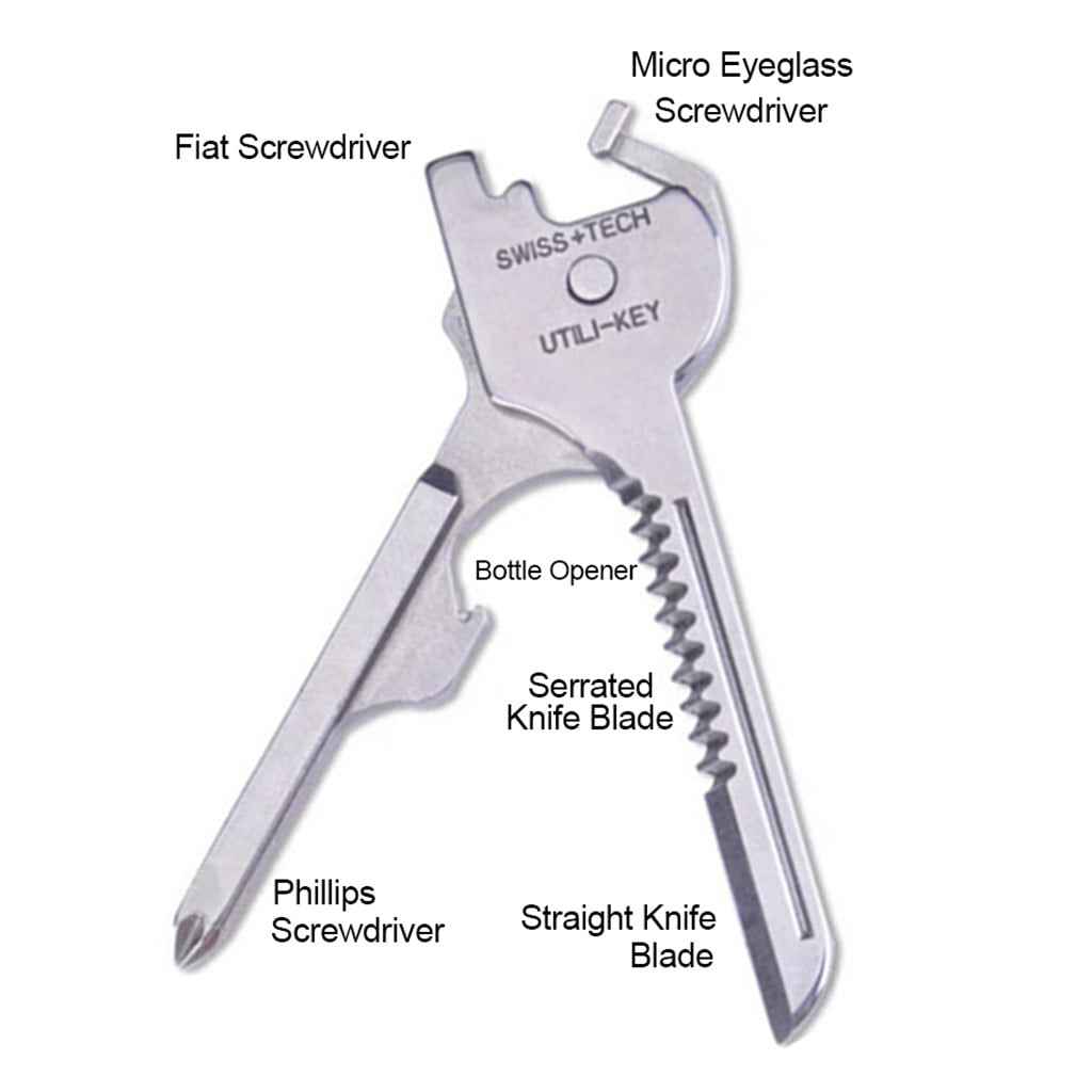 6 in1 Utili-Key Keychain Keyring Multi Tool Stainless EDC Screwdriver Opener Sz 