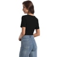 thumbnail image 3 of Womens Tops Crew Neck Summer Short Sleeve Casual Slim Fitted Tshirt, 3 of 6