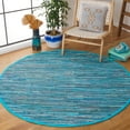thumbnail image 2 of SAFAVIEH Rag Robynne Striped Cotton Area Rug, Blue/Multi, 6' x 6' Round, 2 of 11