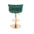 thumbnail image 4 of Banco para barra, en terciopelo diseño trensado, altura ajustable, giratorio, acolchonado, estructura cromo dorado, vanguardista, posapié SKU EL19172 GD VERDE TERCIOPELO, 4 of 4