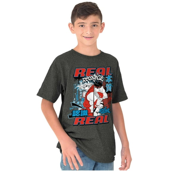 Cool Kanji Street Fighter Retro Ryu Crewneck T Shirts Boy Girl Teen Brisco Brands XS