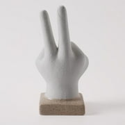 Mainstay Home Decor Collection Peace Hand Sign White Ceramic Bohemian Figurine Decor - 6.5 x 2.5 x 2.75