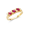 thumbnail image 1 of Marquise Cocktail Ring Solid 14k Yellow Gold Red CZ Leaf Band Stylish Polished Finish Fancy, Size 9, 1 of 1