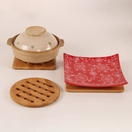

Caihezhi Wooden Square Round Hollow Coffee Tea Cup Coasters Heat Insulation Table Pad