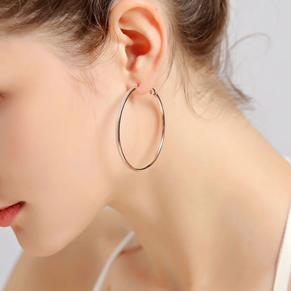 Stainless Steel Earrings Silver Gold Hoop Earrings Xmas Gifts for Her Wife Women 