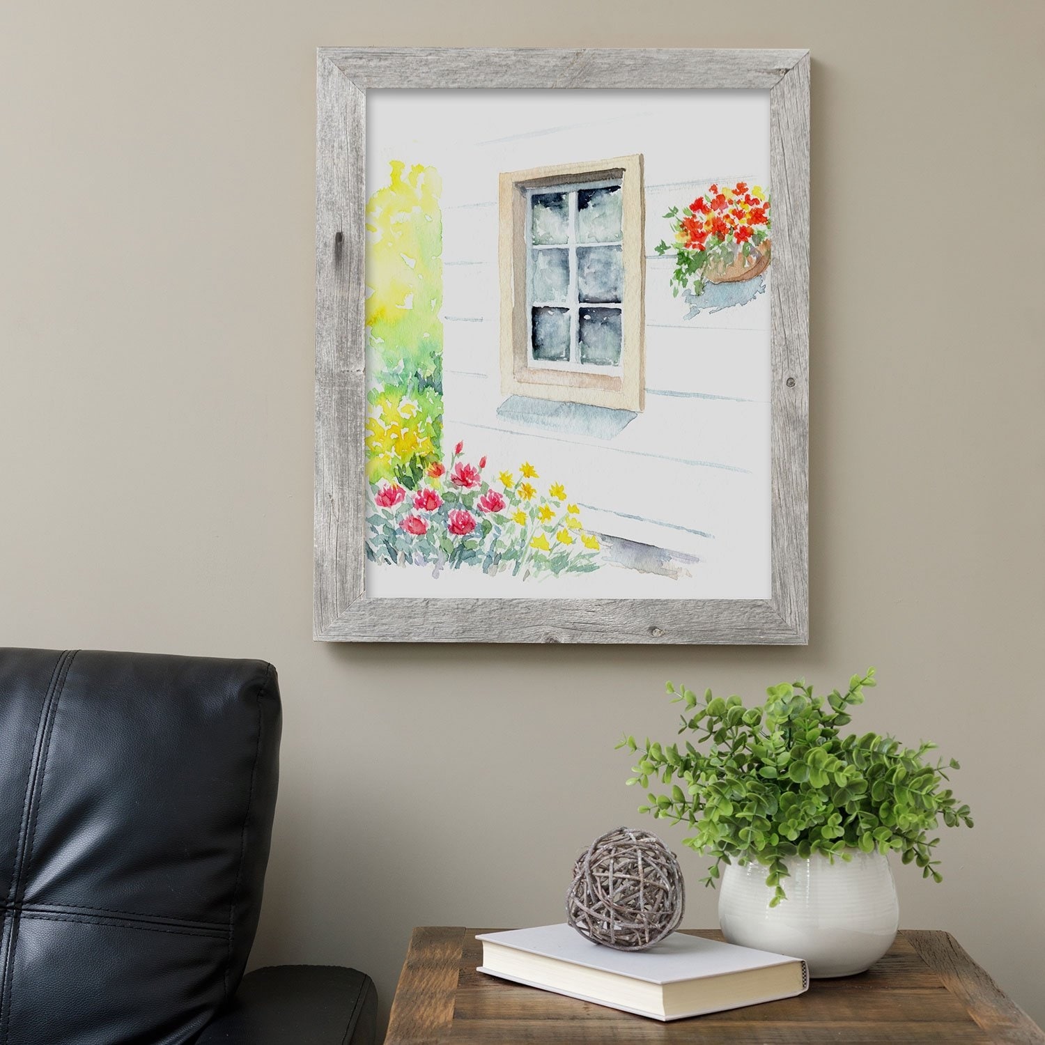 Furniture Pipeline Coastal Dreams 2" Thick Rustic Reclaimed Wood Frame Faded White 10" x 12