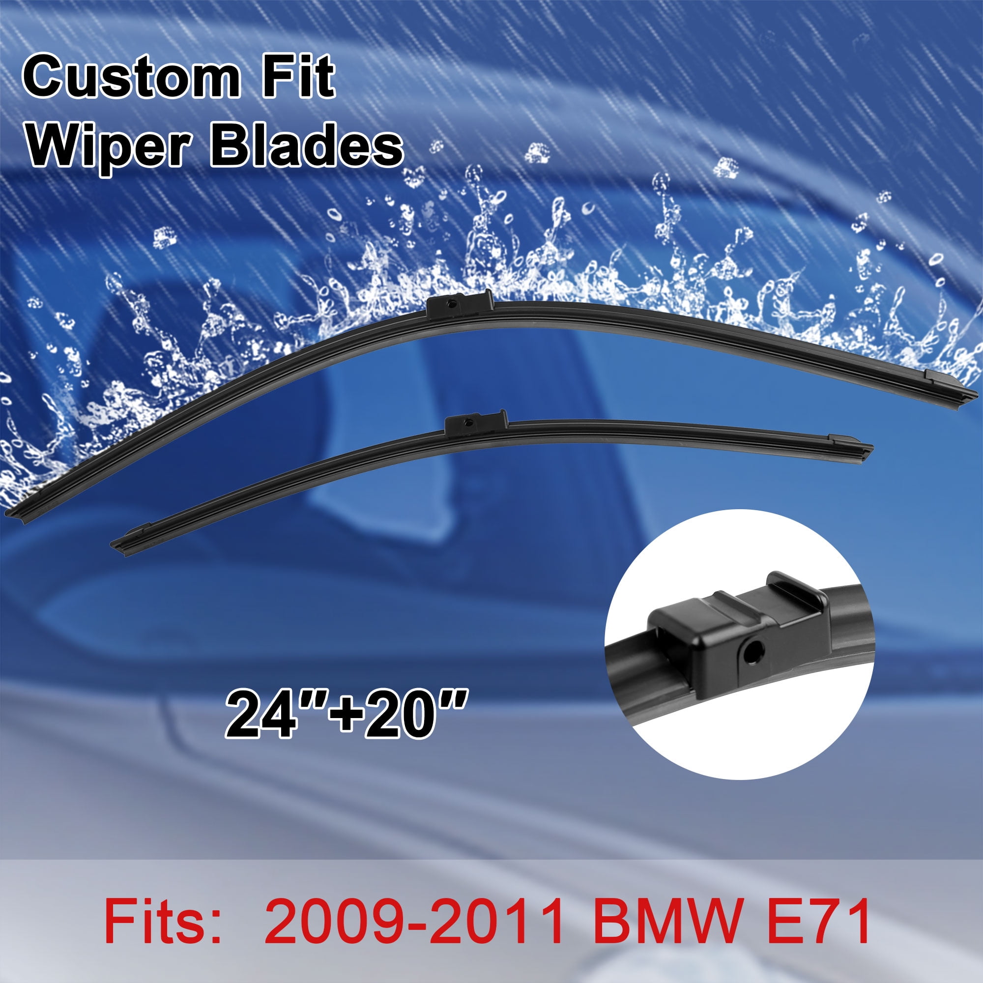 24"+ 20" Exact Fit Front Windshield Wiper Blades for 0911 BMW E71