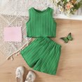 thumbnail image 2 of KPOPLK Toddler Girl Outfit Baby Summer Clothes Cute Graphic Print Sleeveless Shorts Clothes Set 6M-5T(3-4 Years,Green), 2 of 9