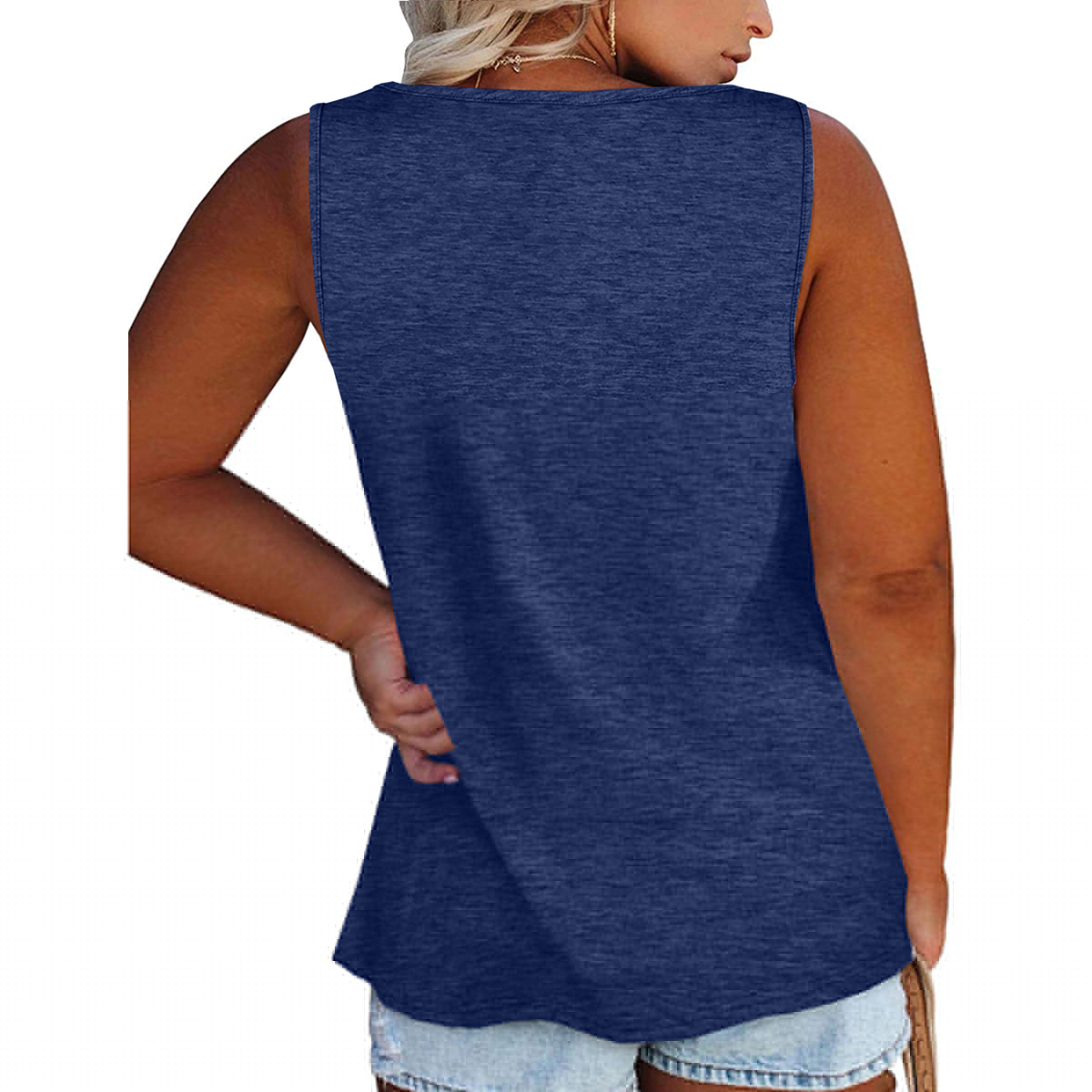 thumbnail image 2 of Langwyqu Plus Size Tank Tops for Women Summer Sleeveless Henley T-Shirts Tops, 2 of 5