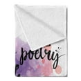 thumbnail image 2 of Music Soft Flannel Fleece Blanket, Inspirational Words About Music Hand Written Calligraphy Color Splashes Art, Cozy Plush for Indoor and Outdoor Use, 50" x 60", Violet Coral Black, by Ambesonne, 2 of 5