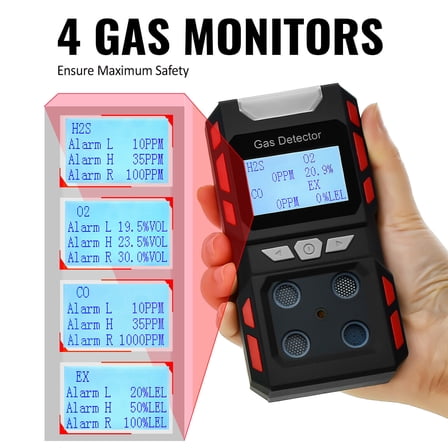Gas Detector Gas Clip Meter Tester Analyzer Rechargeable Portable 4 Gas Monitor