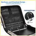 thumbnail image 3 of Taupe-geometric Chevron Printed Zipper Binder with Handle&Shoulder Strap 2 inch 3 Ring 500+300 Sheet Capacity File Folder Organizer, 3 of 7
