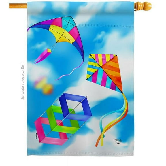 Ornament Collection H192641-BO Blue Sky Kites Summertime Fun & Sun 28 x 40 in. Double-Sided Decorative Vertical House Flags for Decoration Banner Garden Yard Gift
