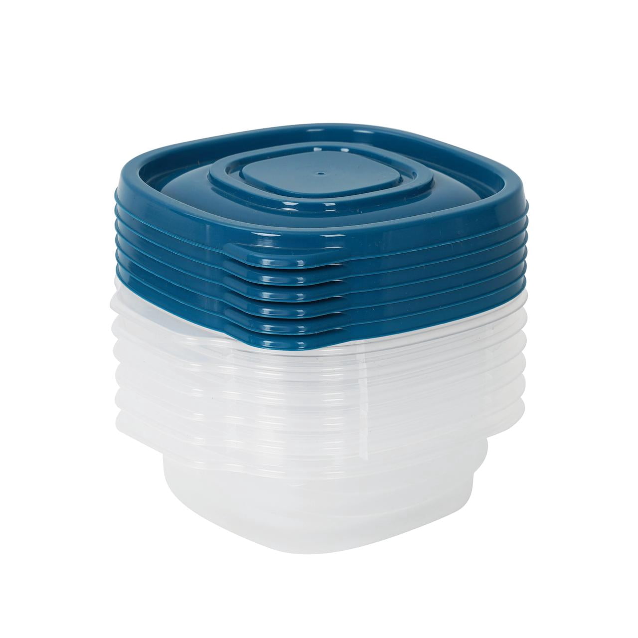 (4 pack) Mainstays Semi Durable Square 1.26cup Plastic Food Storage Container 6 Pack, Best Used for Small Leftover Storage and Reheating