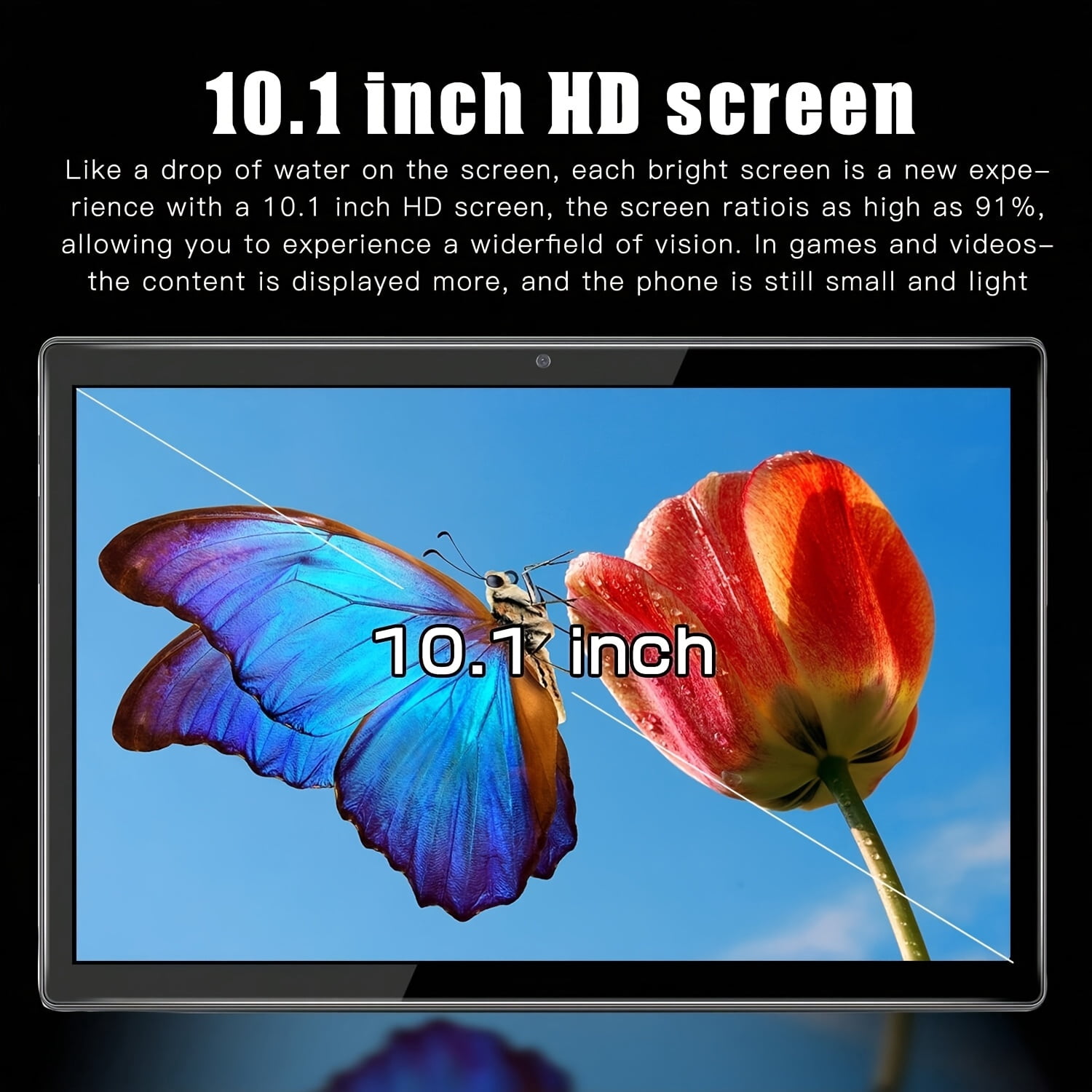 10.1-inch Tablet, Android 15 Operating System; 1280脳800 IPS HD Touchscreen Display, 8-core Processor, 4GB RAM, 64GB ROM, 5MP + 13MP Camera, 6000mAh Battery, Wi-Fi 5, Gray