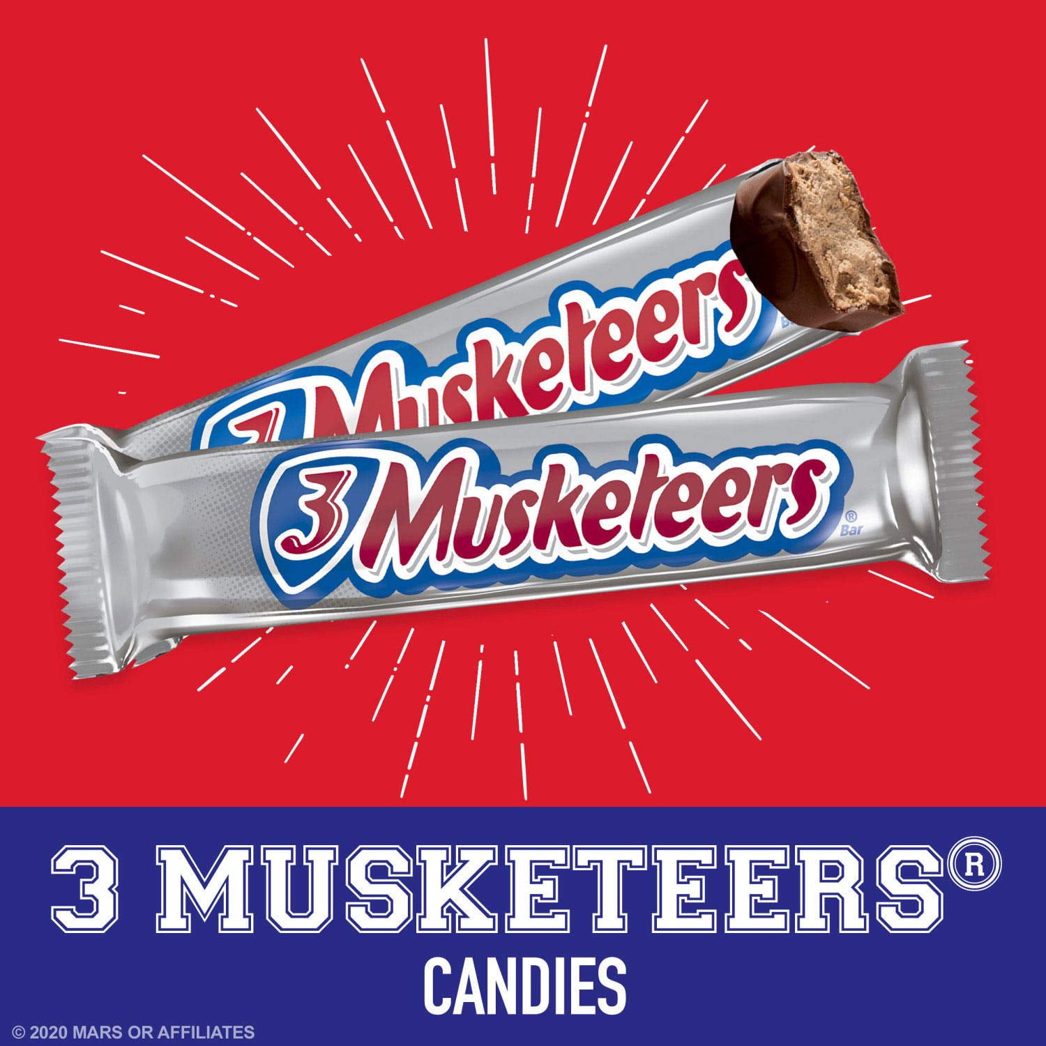 EVAXO 3 Musketeers Candy, Full Size, Bulk Fundraiser (1.92 oz, 36 ct.) #S