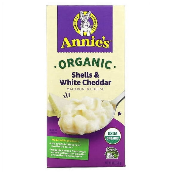 Annie's Homegrown, Organic Macaroni & Cheese, Shells and White Cheddar, 6 oz Pack of 2
