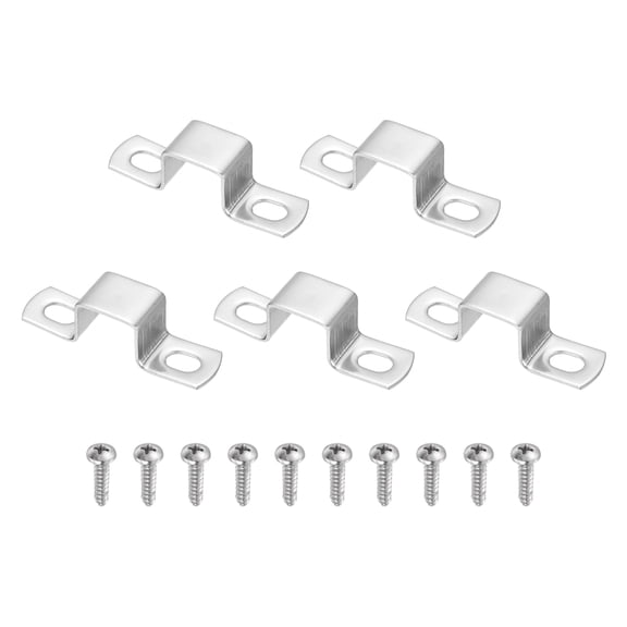 Uxcell 5pcs 1" x 1" Square Pipe Clamp, 304 Stainless Steel U Shaped Connector Bracket Heavy Duty Tube Strap Buckle with Self-Tapping Screws for Tube Installation