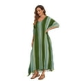 thumbnail image 3 of Beautybatik Olive Women Stripe Caftan Kaftan Loungewear Maxi Plus Size Long Dress 3X, 3 of 5