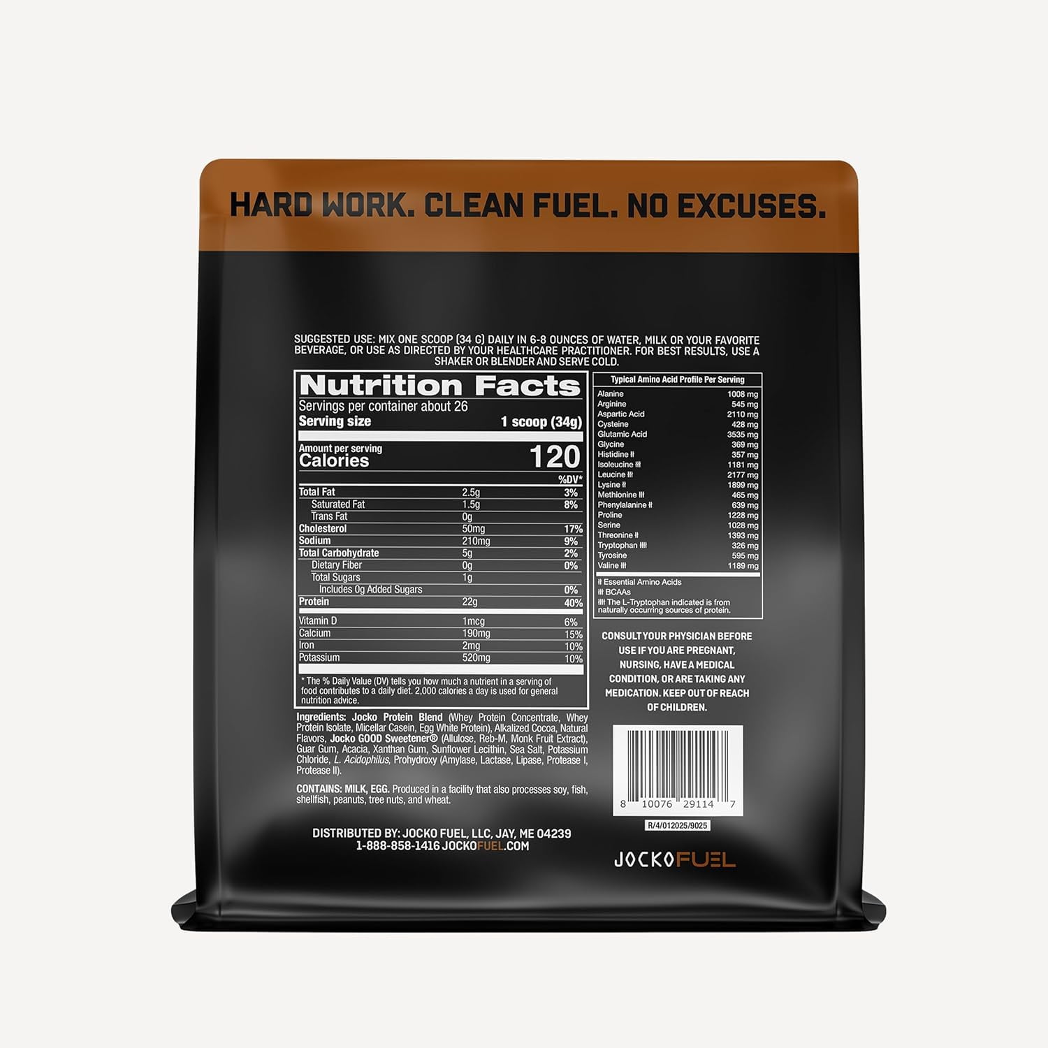 Jocko Mölk Whey Protein Powder 22g, 2lb bag, Chocolate Milkshake