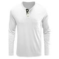 thumbnail image 3 of Lumtrix Mens Casual Short Sleeve Henley Shirts Fashion Button T Shirts with Pocket Long Sleeve Basic Plain Cotton Tee Shirts White L, 3 of 5