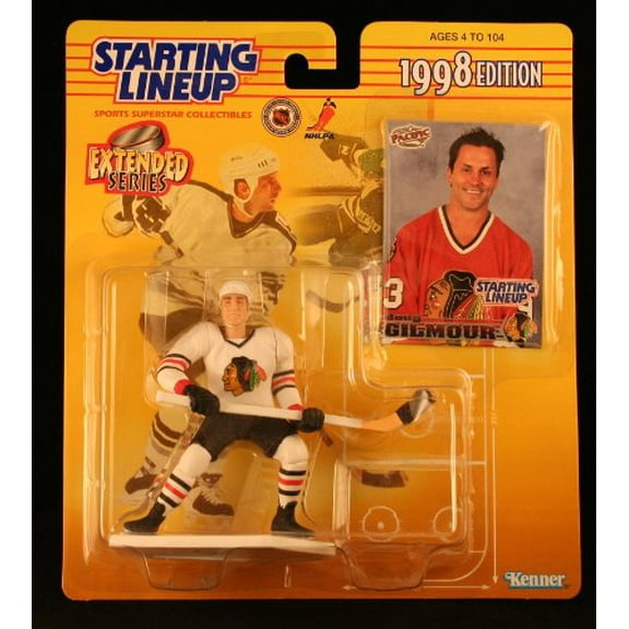 Starting Lineup Doug Gilmour / Chicago Blackhawks 1998 Extended Series NHL Action Figure & Exclusive Pacific NHL Collector Trading Card