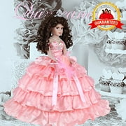 Kinnex Collections by Amanda 18" Porcelain Quinceanera Umbrella Doll (Quince Anos)Coral KK18729-12