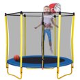 thumbnail image 6 of EUROCO 65" Trampoline for Kids - 5.5FT Outdoor & Indoor Mini Toddler Trampoline with Enclosure, Basketball Hoop and Ball Included, 6 of 6