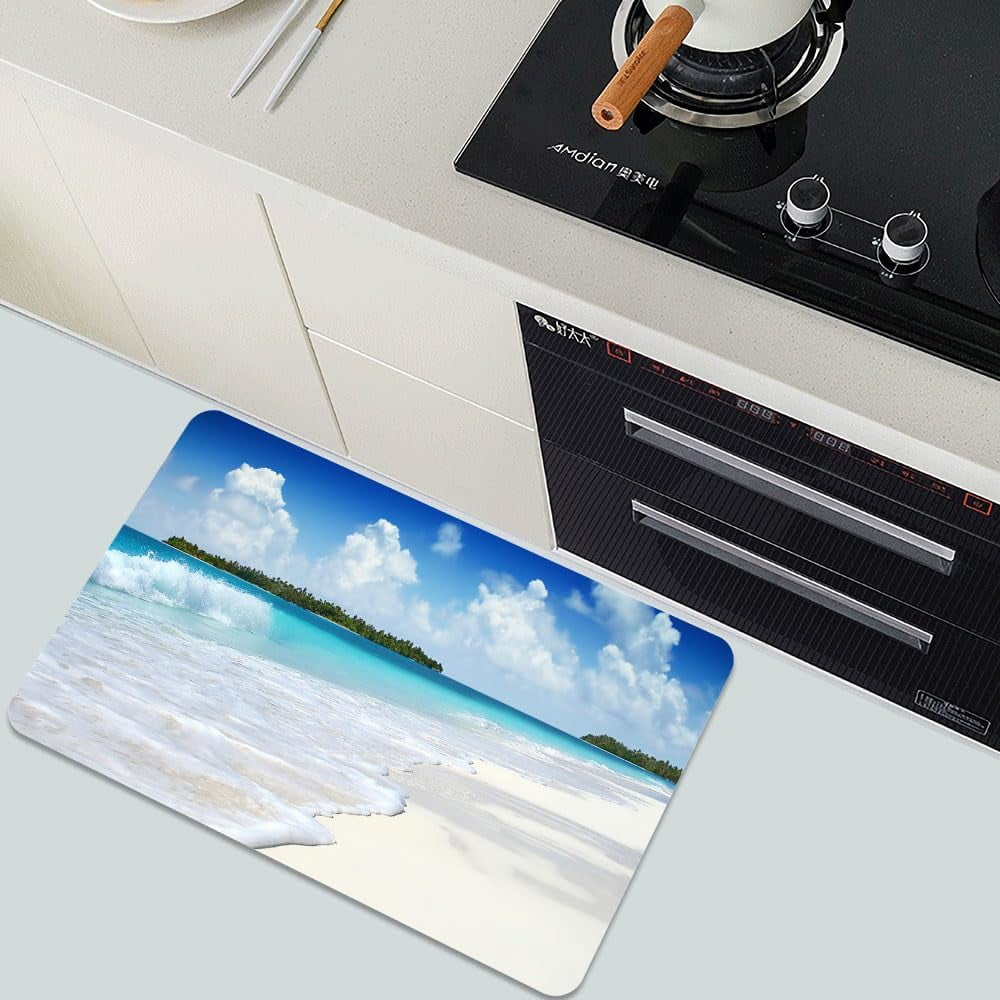 Diatomaceous Earth Bath Mat,Beach Soft Wrinkle Free Bathroom Floor Rugs Non-Slip Volume Super Absorbent Fast Drying for Bathroom Kitchen Door mat,Eco-Friendly Easy to Clean（43cmx70cm）