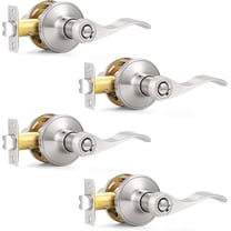 4 Pack Satin Nickel Door Knob Privacy Lever for Bedroom Bathroom Keyless Handle