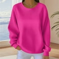 thumbnail image 2 of ManxiVoo Chandail en Molleton Basique à Col Rond pour Femmes Manches Longues Chandail-Over Polyvalent Confortable pour Usage Quotidien Taille m Rose Vif, 2 of 9