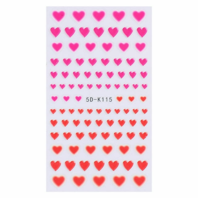 DHARMONAL Nail Care Stickers 5D Three Heart Shaped Insatiable Nails List Nail Tip Organizer Gel Nail Stickers Full Nail Wraps for Nails Rhinestone Nail Stickers Self
