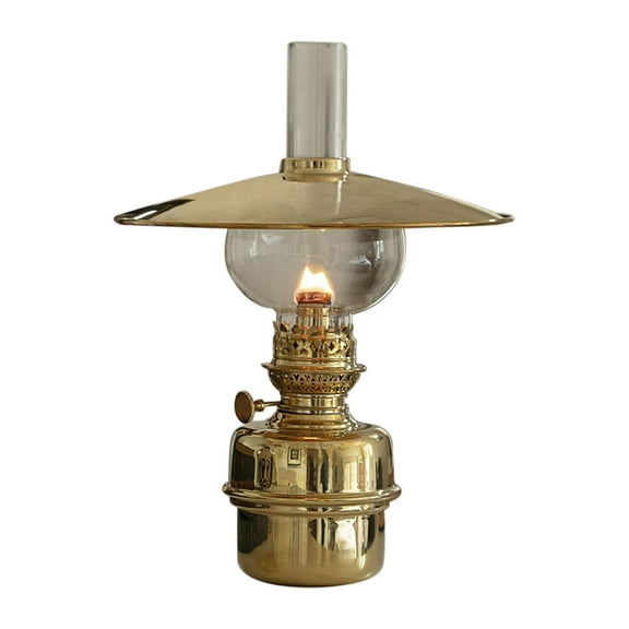 Kings County Tools 14.5” Tall Nautical Oil Lamp with Brass Captain’s Shade